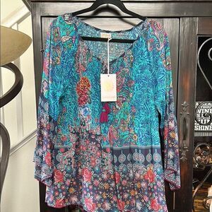 Lulu's Women's Blue Floral Top/New